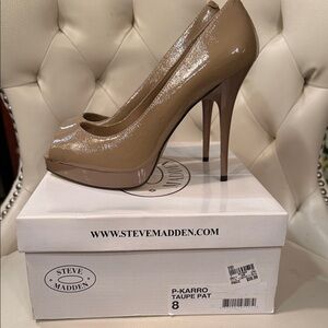 Steve Madden Tan Peep Toe Platform Heels Size 8